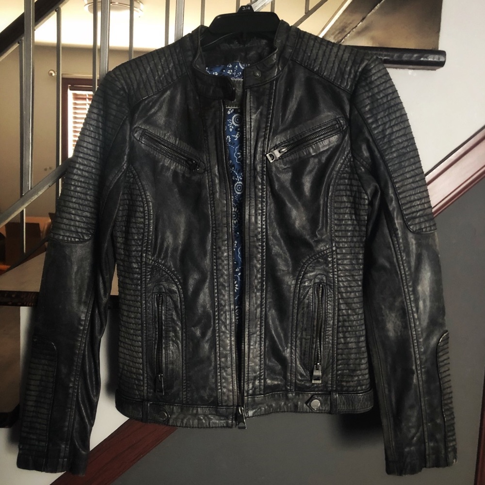 NEW distressed leather Mororcyle Jacket.  GUESS
